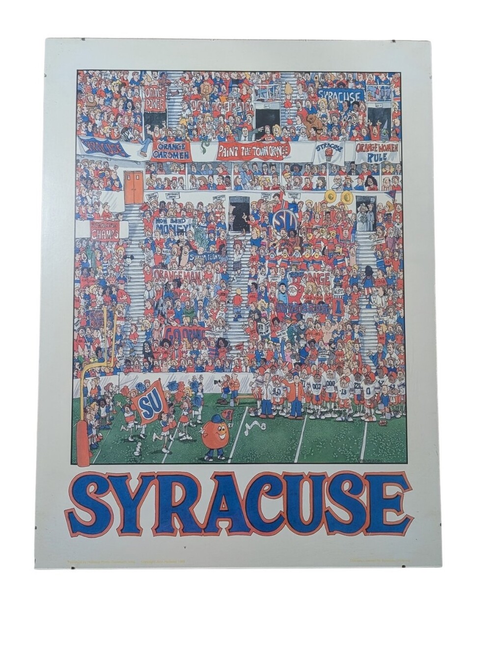 Vintage 1988 Syracuse University John Holladay Framed Glass Poster 16x24